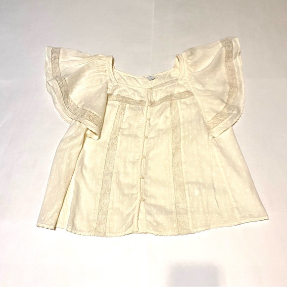 Old Navy Tops - Cream Flutter Sleeve Vintage Blouse